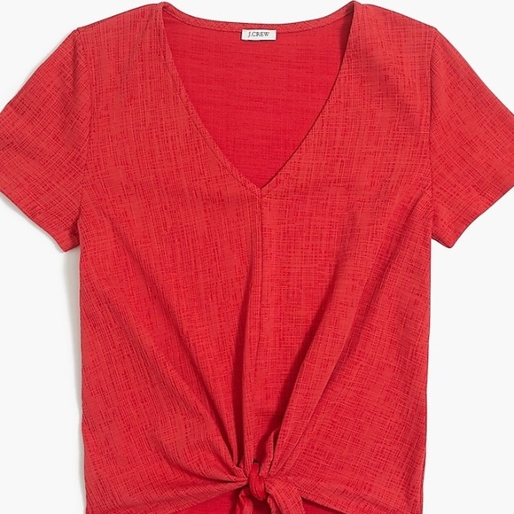 J. Crew Factory Tops - J Crew Factory Textured V-neck tie-front tee Red Size Medium